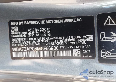 2021 BMW 430I xDrive из США, поврежденный, VIN WBA73AP06MCF66900